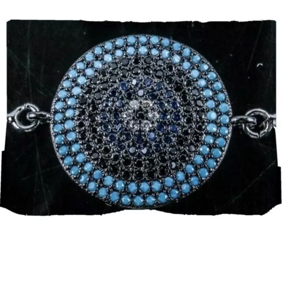 14k White Gold Plated Bracelet 177 Pave and Bezel Set Swarovski elements - Picture 3 of 3